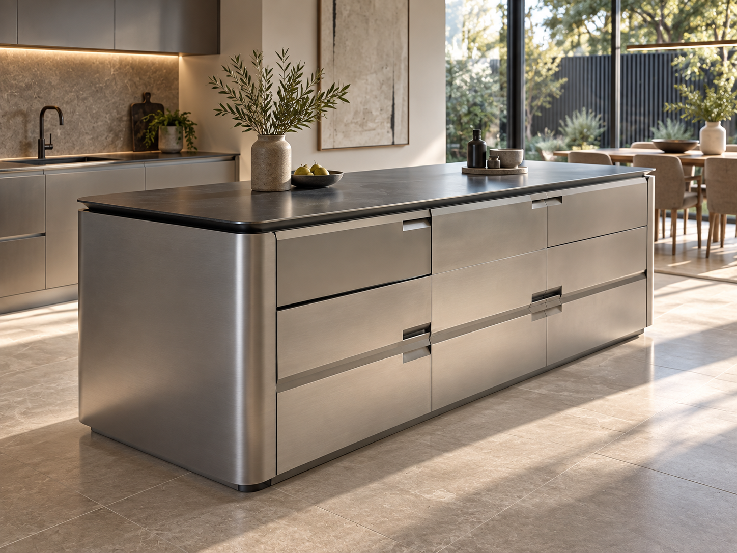 SI-04 RADIUS 2600 architectural stainless steel island