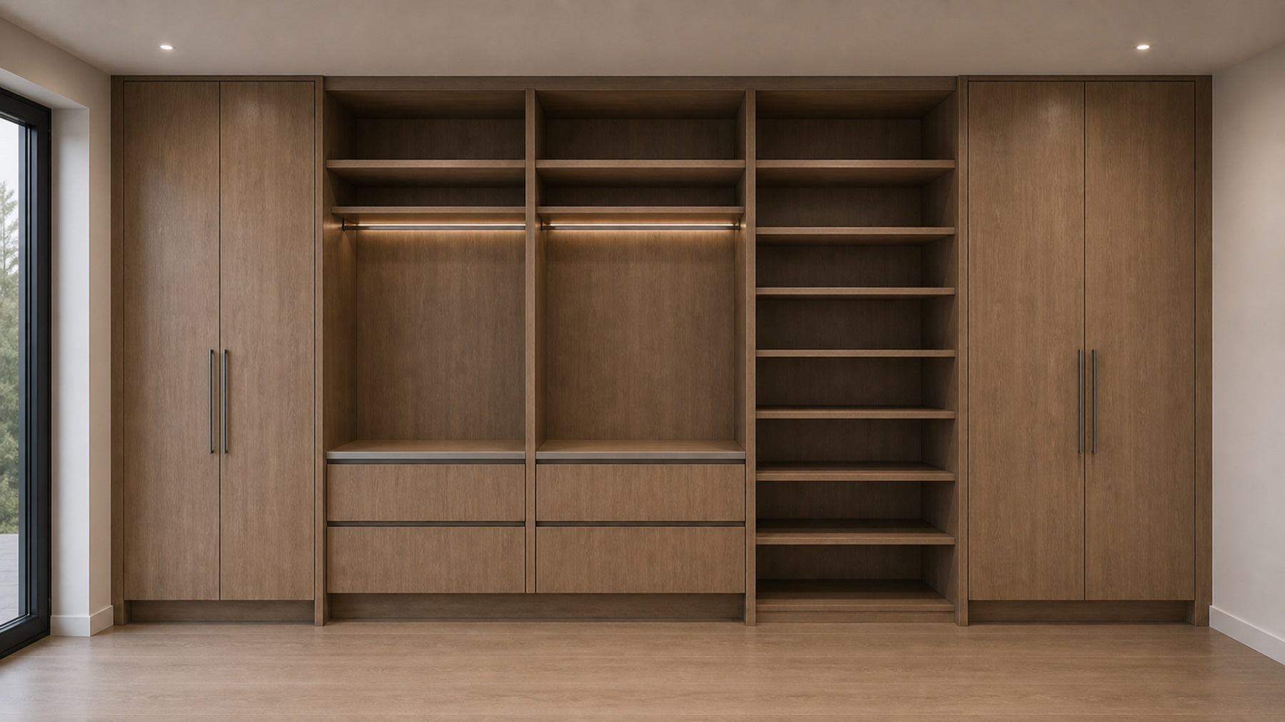Warm wardrobe exterior with stainless joinery structure