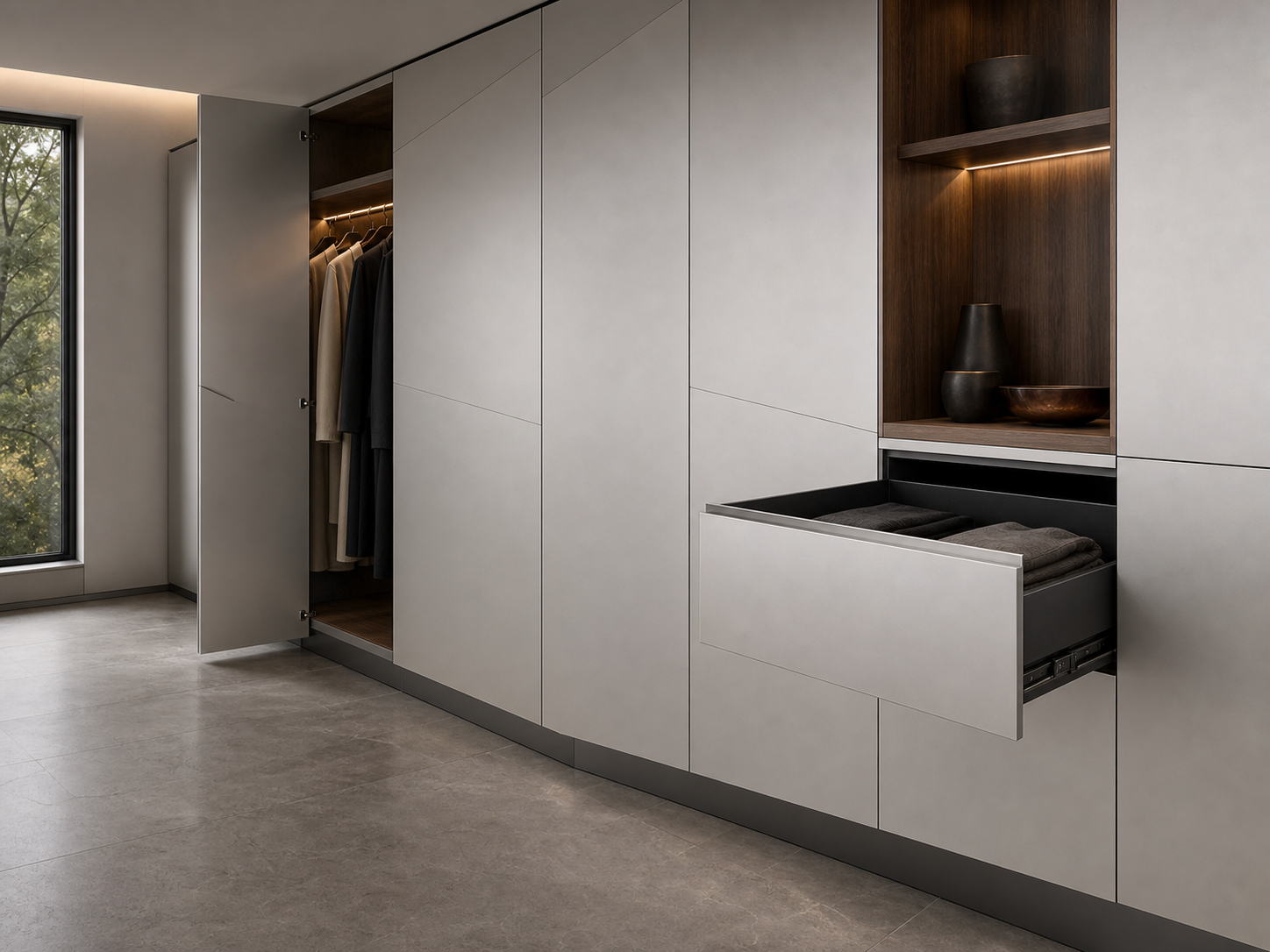 K05 Architectural Modern walk-in wardrobe direction