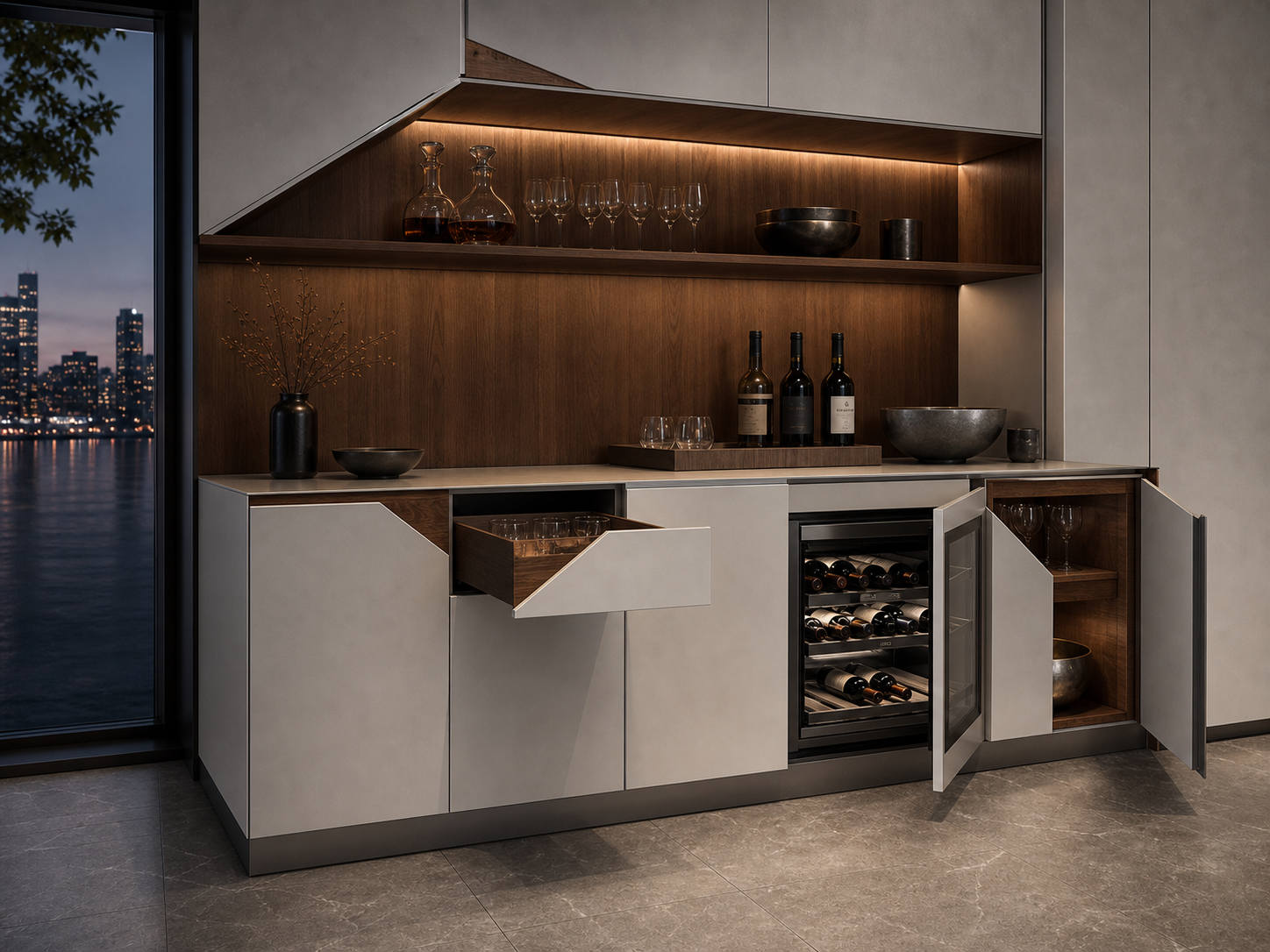 K05 Wine Cabinet in the Architectural Modern direction