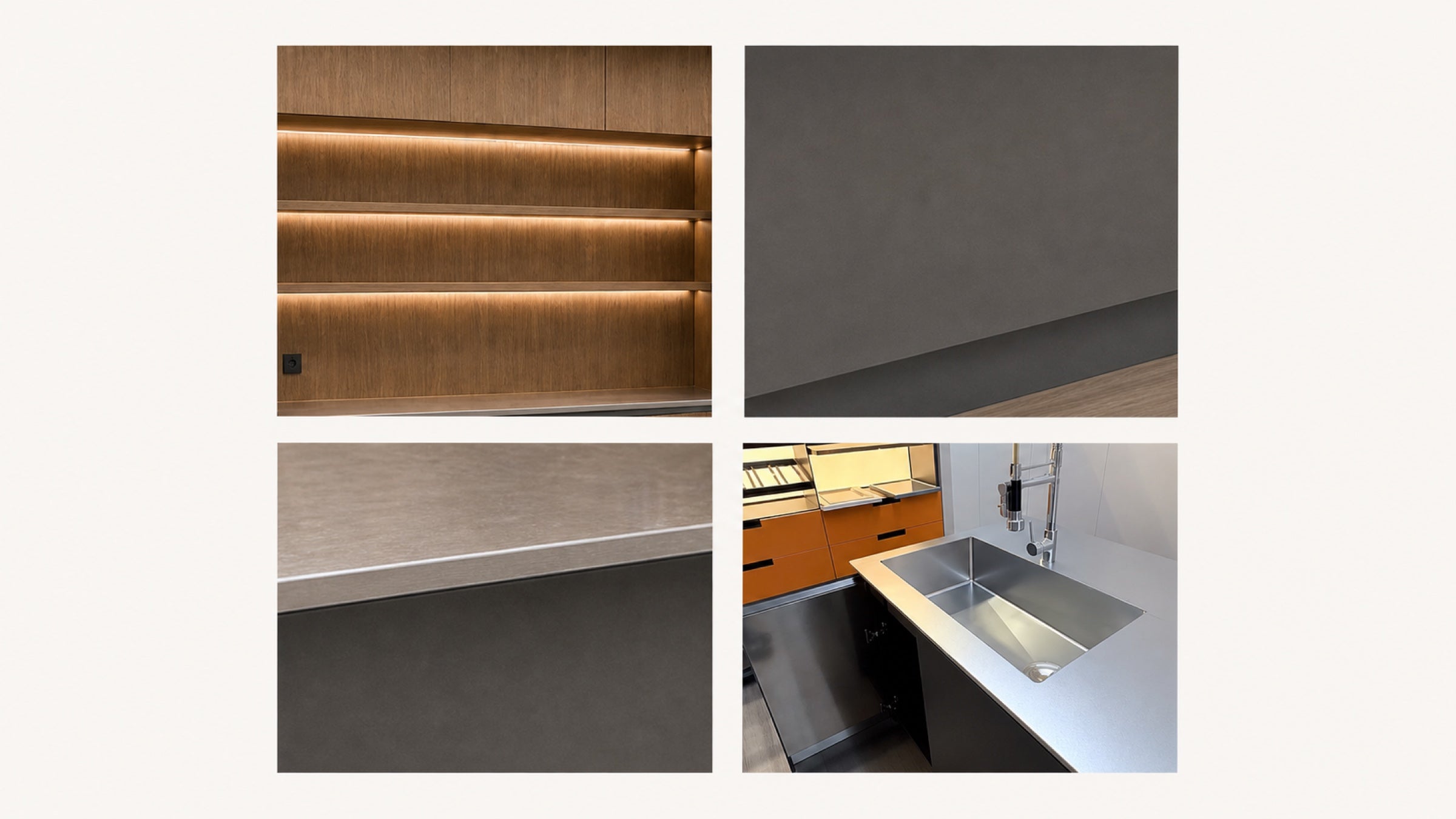 Stainless material and finish samples for pantries