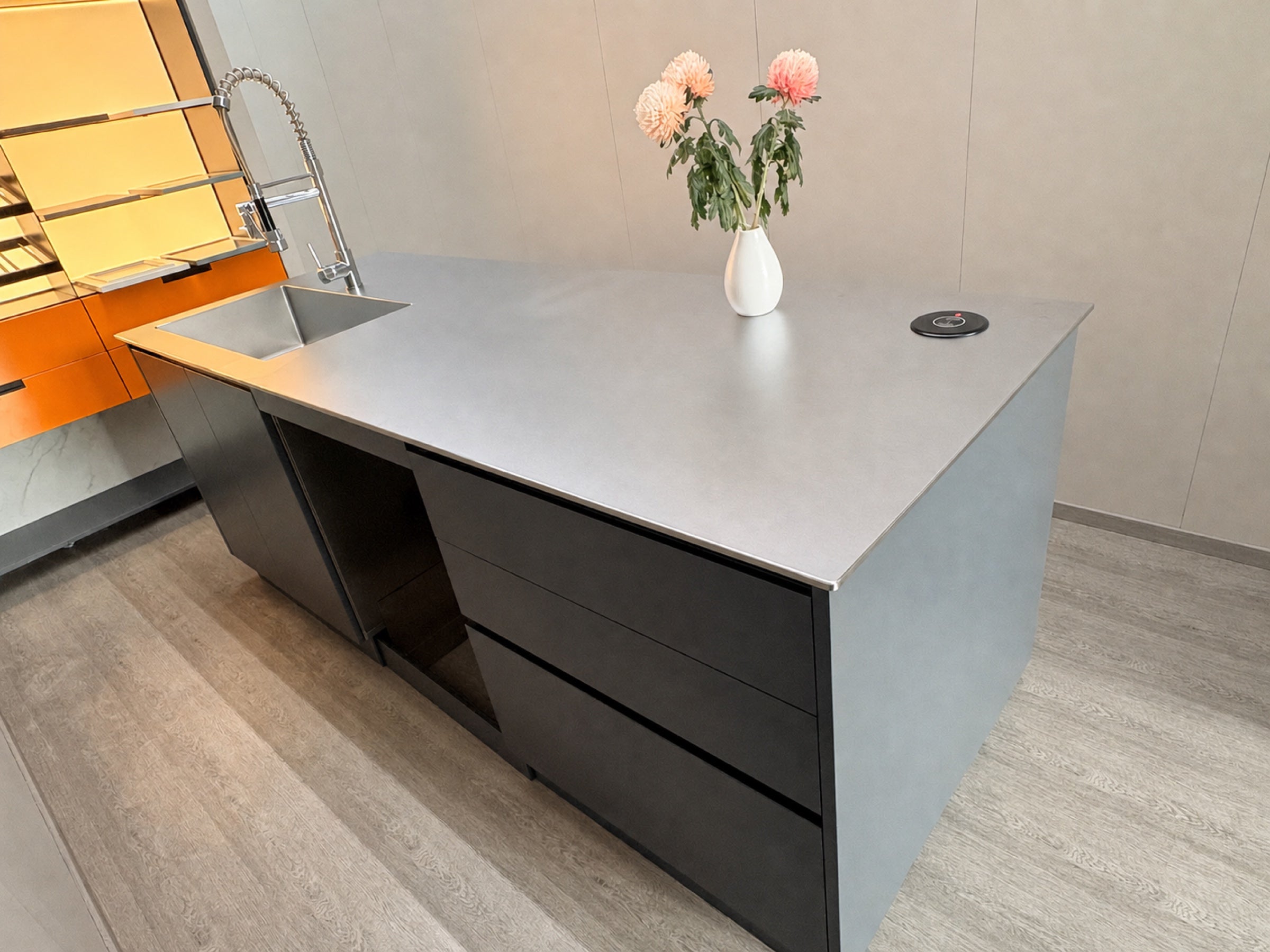 Full-scale stainless island inside the Boronia Experience Studio